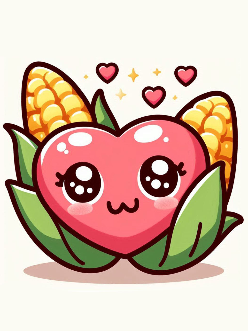Thanksgiving love drawing ideas featuring a cute cartoon heart nestled between cornstalks, adorned with sparkling stars and smaller hearts above.